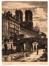 Charles Meryon (French, 1821 - 1868). Le Petit Pont, Paris, 1850. Etching. Fifth of eight states.
