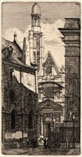 Charles Meryon (French, 1821 - 1868). St. Etienne du Mont, 1852. Etching. Eighth state.