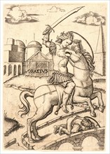 Marcantonio Raimondi (Italian, ca. 1470/1482 - 1527/1534). Horatius Cocles, 16th century. Engraving