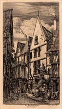 Charles Meryon (French, 1821 - 1868). La Rue des Toiles, Bourges, 19th century. Etching. Ninth