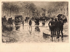 Félix Hilaire Buhot (French, 1847 - 1898). Return of the Artists on the Champs- Elysées (Le Retour