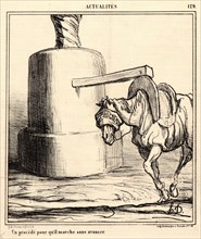Honoré Daumier (French, 1808 - 1879). Un procédé pour qu'il marche sans avancer, 1868. From