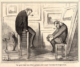 Honoré Daumier (French, 1808 - 1879). Vue prise dans un atelier, quelques jour avant l'ouverture de