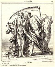 Honoré Daumier (French, 1808 - 1879). En faction: L'automneâ€îet le mot d'ordre, 1867. From