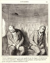 Honoré Daumier (French, 1808 - 1879). Faisons semblant de dormir..., 1868. From Actualités.