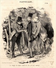 Honoré Daumier (French, 1808 - 1879). Le danger de vouloir visiter un site par trop sauvage, 1845.