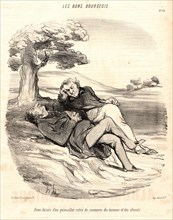 Honoré Daumier (French, 1808 - 1879). Doux loisirs d'un quincailler retiré du commerce..., 1848.