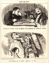 Honoré Daumier (French, 1808 - 1879). Amateurs de Moka, 1852. From Paris qui Boit. Lithograph on