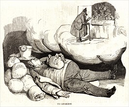 Honoré Daumier (French, 1808 - 1879). Un Cauchemar, 1834. Wood engraving on newsprint paper. Image: