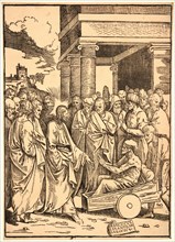 Francesco Denanto (Italian, active 1532). Christ Healing the Paralytic, ca. 1530- 1540. Woodcut.