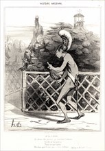 Honoré Daumier (French, 1808 - 1879). Le fil d'Ariane, 1842. From Histoire Ancienne. Lithograph on