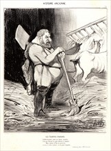 Honoré Daumier (French, 1808 - 1879). Les Ãâcuries d'Augias, 1842. From Histoire Ancienne.