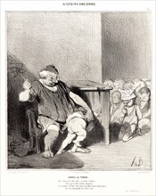 Honoré Daumier (French, 1808 - 1879). Denys le Tyran, 1842. From Histoire Ancienne. Lithograph on