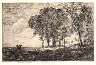 Jean-Baptiste-Camille Corot (French, 1796 - 1875). Italian Landscape, 1866. Etching on wove paper.