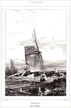 Jules Dupré (French, 1811 - 1889). Mill in the Sologne (Moulin de la Sologne), 1835. Lithograph on