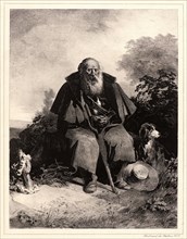 Nicolas Toussaint Charlet (French, 1792 - 1845). Old Man with Dog, 19th century. Lithograph.