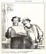 Honoré Daumier (French, 1808 - 1879). Vois le cours de la bourse..., 1865. From Croquis Parisiens.