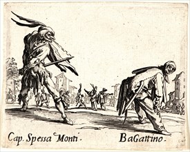 Jacques Callot (French, 1592 - 1635). Cap. Spessa Monti and BaGattino, 1622 and later. From Balli