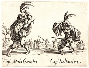 Jacques Callot (French, 1592 - 1635). Cap. Mala Gamba and Cap. Bellauit, 1622 and later. From Balli