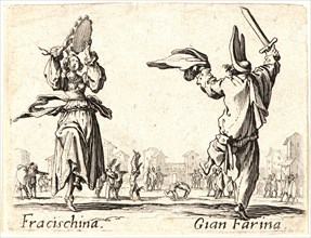 Jacques Callot (French, 1592 - 1635). Fracischina and Gian Farina, 1622 and later. From Balli di
