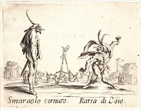 Jacques Callot (French, 1592 - 1635). Smaraolo Cornuto and Ratsa di Boio, 1622 and later. From