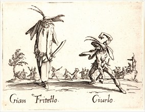 Jacques Callot (French, 1592 - 1635). Gian Fritello and Ciurlo, 1622 and later. From Balli di