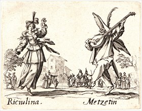 Jacques Callot (French, 1592 - 1635). Riciulina and Metzetin, 1622 and later. From Balli di