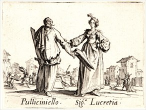 Jacques Callot (French, 1592 - 1635). Pulliciniello and Signora Lucretia, 1622 and later. From