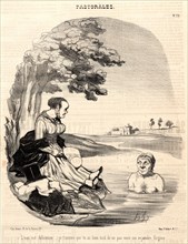 Honoré Daumier (French, 1808 - 1879). L'eau est délicieuse..., 1845. From Pastorales. Lithograph on