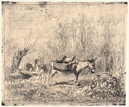 Charles FranÃ§ois Daubigny (French, 1817 - 1878). L'Ane au Pré, 1862. From Quarante Clichés-Glace.
