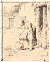 Jean-FranÃ§ois Millet (French, 1814 - 1875). Woman Emptying a Pail (Femme vidant un seau), 1862.