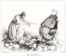 Honoré Daumier (French, 1808 - 1879). Dieu MÃ¨ne la France, 1834. Pen lithograph on newsprint paper