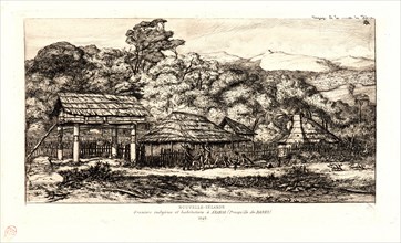 Charles Meryon (French, 1821 - 1868). Indigenous Barns and Huts at Akaroa, Banks' Peninsula