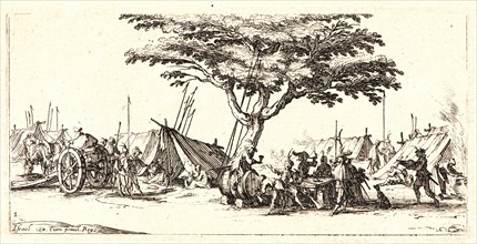 Jacques Callot (French, 1592 - 1635). The Encampment (Le Campement), 1636. From The Small Miseries