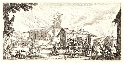 Jacques Callot (French, 1592 - 1635). Pillage and Burning of a Village (Pillage et Incendie d'un