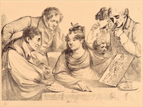 Vivant Denon (French, 1747 - 1825). Women at a Table Holding a Painting, 1819. Lithograph.