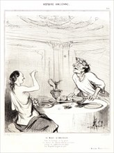 Honoré Daumier (French, 1808 - 1879). La Mort d'Anacréon, 1842. From Histoire Ancienne. Lithograph