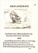 Jacques Callot (French, 1592 - 1635). Vaisseau Navigant aupres des Rochers, 17th century. From The