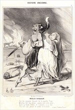 Honoré Daumier (French, 1808 - 1879). Menelas Vainqueur, 1841. From Histoire Ancienne. Lithograph
