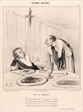 Honoré Daumier (French, 1808 - 1879). L'Epée de Damocles, 1842. From Histoire Ancienne. Lithograph