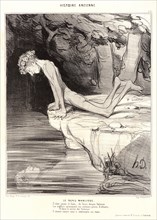 Honoré Daumier (French, 1808 - 1879). Le beau Narcisse, 1842. From Histoire Ancienne. Lithograph on