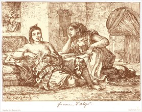 EugÃ¨ne Delacroix (French, 1798 - 1863). Women of Algiers (Femmes d'Alger), 1833. Pen lithograph.