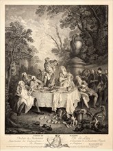 Pierre Etienne Moitte (French, 1722-1780) after Nicolas Lancret (French, 1690 - 1743). Partie de