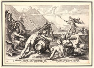 Anonymous after Hendrick Goltzius (Dutch, 1558 - 1617). Neptune Plotting the Destruction of Man, ca
