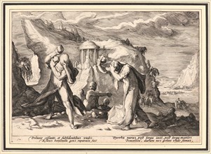 Anonymous after Hendrick Goltzius (Dutch, 1558 - 1617). Deucalion and Pyrra Repeopling the Earth,