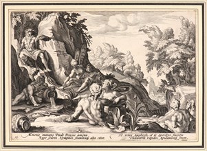 Anonymous after Hendrick Goltzius (Dutch, 1558 - 1617). The River God Peneus Surrounded by Other