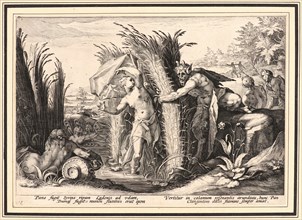 Anonymous after Hendrick Goltzius (Dutch, 1558 - 1617). Pan Pursuing Syrinx, Who Is Changed into a