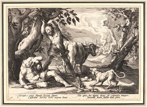 Anonymous after Hendrick Goltzius (Dutch, 1558 - 1617). Mercury Killing Argus, ca. 1589. From