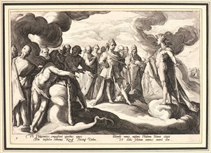 Anonymous after Hendrick Goltzius (Dutch, 1558 - 1617). Jupiter and the Other Gods Asking Helios to