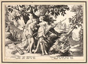 Anonymous after Hendrick Goltzius (Dutch, 1558 - 1617). Jupiter Assuming the Form of Diana in Order